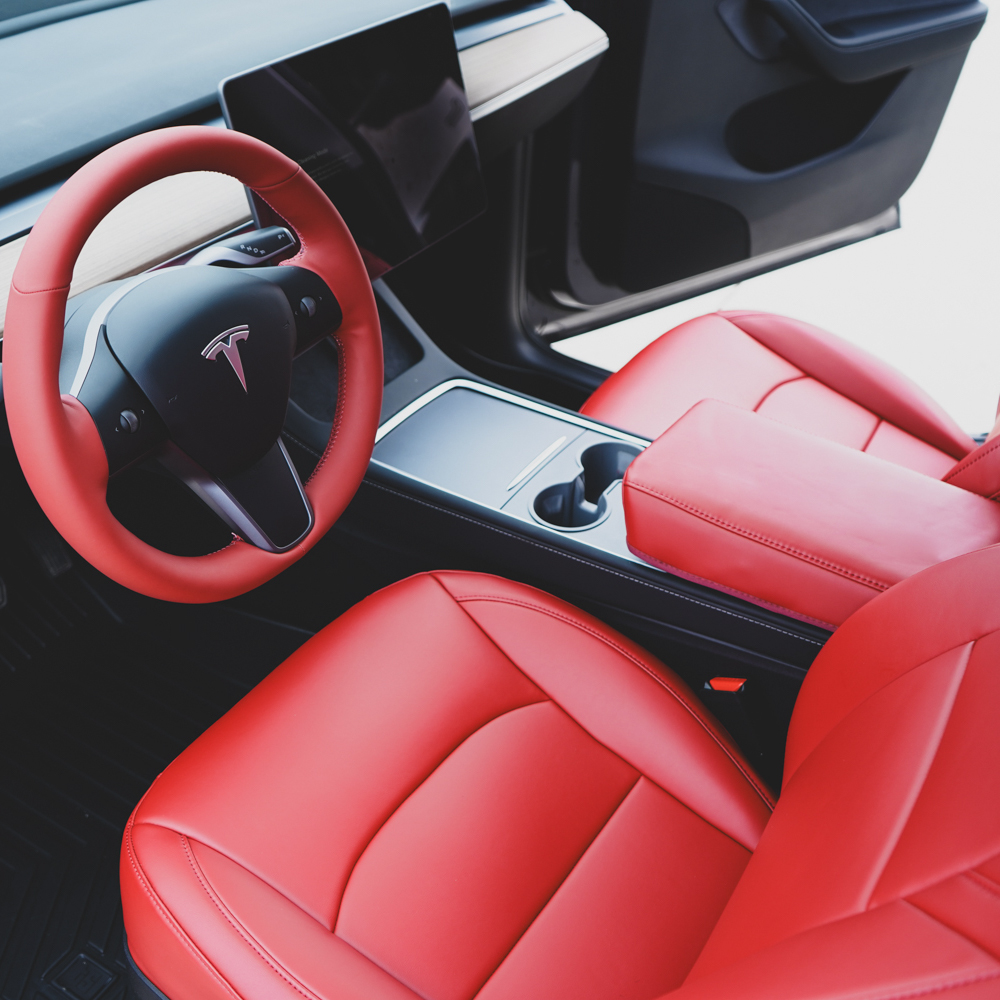 Napa leather seats Tesla interior tan