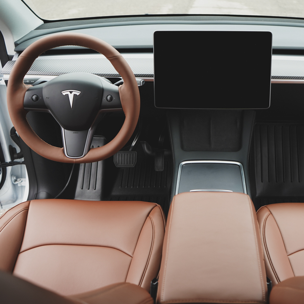 Nappa Leather Seats Covers for Model Y - Saddle Tan