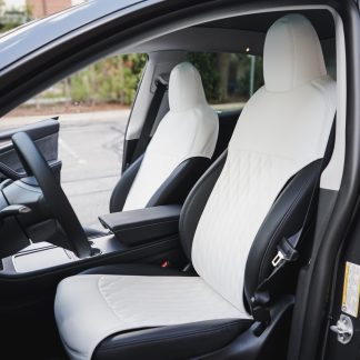 Nappa Leather Seats Protectors for Model Y - Dove white