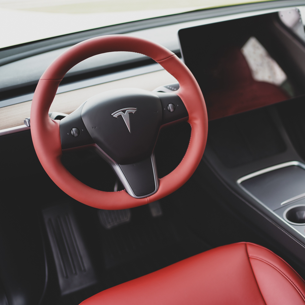 Tesla steering wheel cover tan