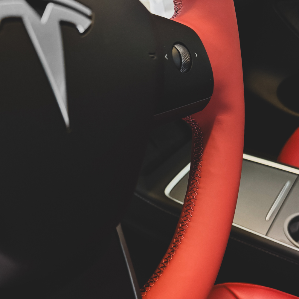 Tesla steering wheel cover tan for Model 3/Y tan color hand stitch